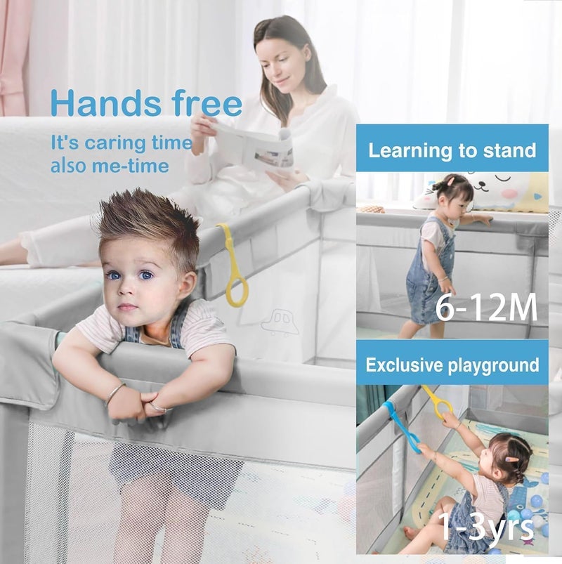 Soofam سوفام ملعب الأطفال - مركز نشاط واسع للأطفال مع شبكة قابلة للتنفس وتصميم مضاد للسقوط (71 × 78 بوصة) - Image 3
